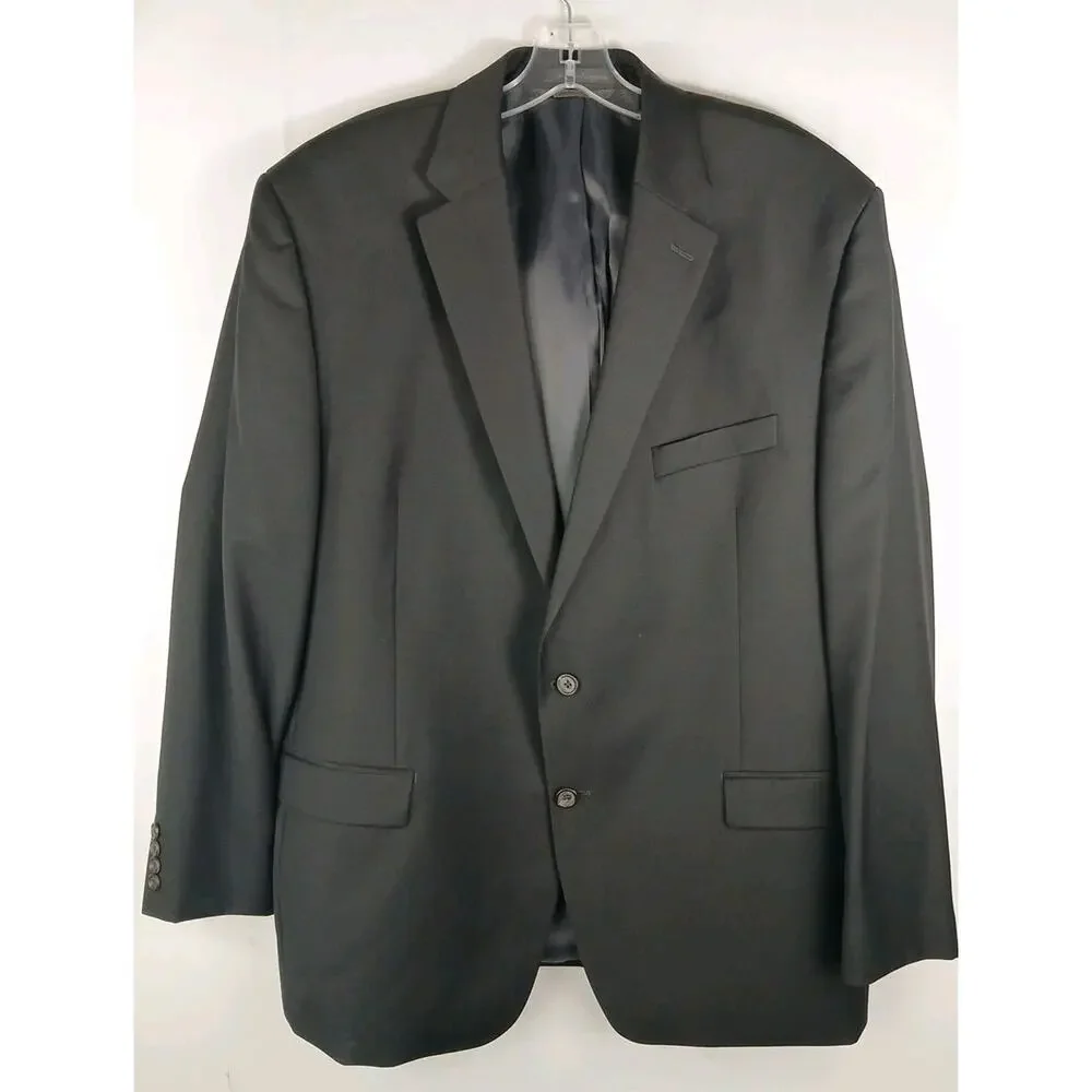 Lauren Ralph Lauren Suit Jacket Men’s 46R Solid Black Wool Blazer Black RN69456